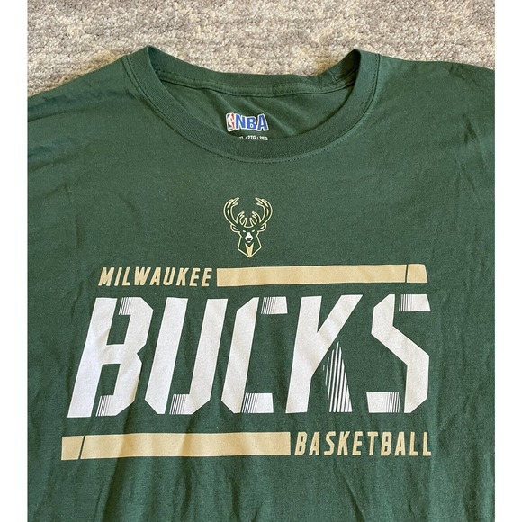 NBA Mens 2XL Tee Shirt Green Milwaukee Bucks Short Sleeve Basketball NWT O3 - Picture 6 of 7